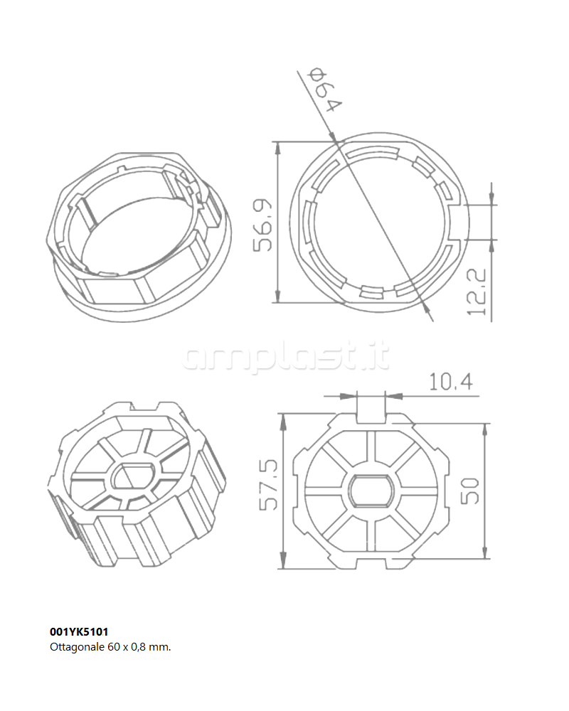 Adattatore Came per rullo ottagonale diametro 60 per tapparelle