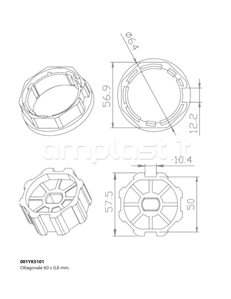 Adattatore Came per rullo ottagonale diametro 60 per tapparelle