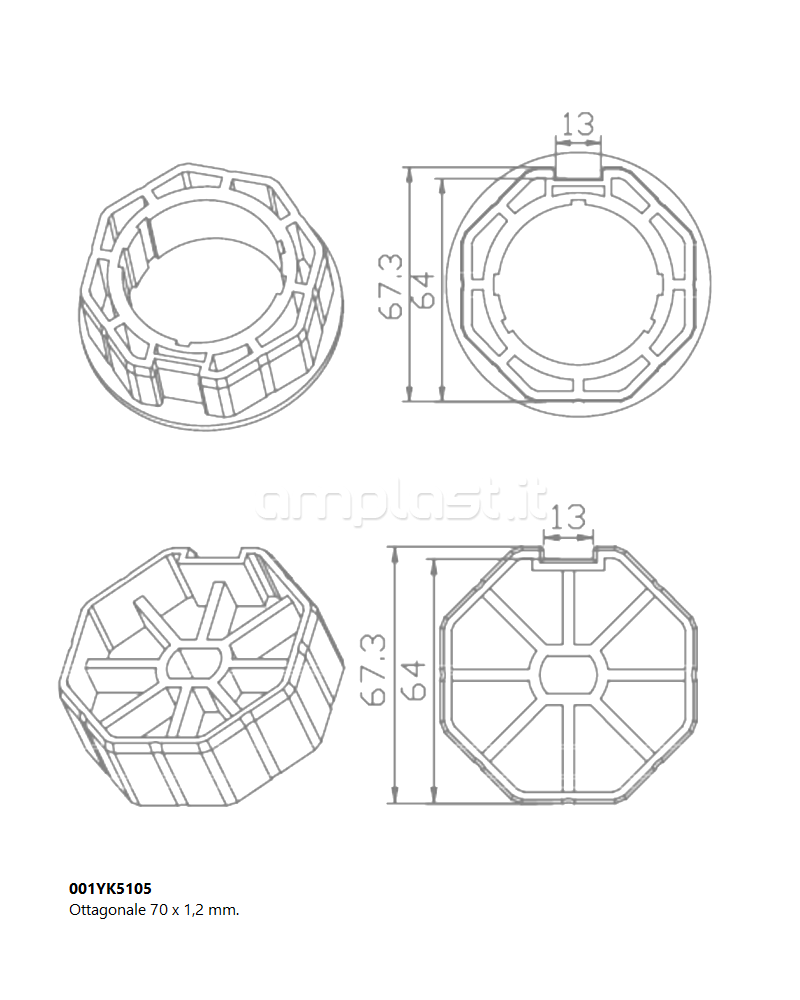 Adattatore Came per rullo ottagonale diametro 70 per tapparelle