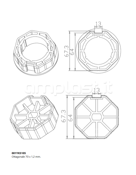 Adattatore Came per rullo ottagonale diametro 70 per tapparelle