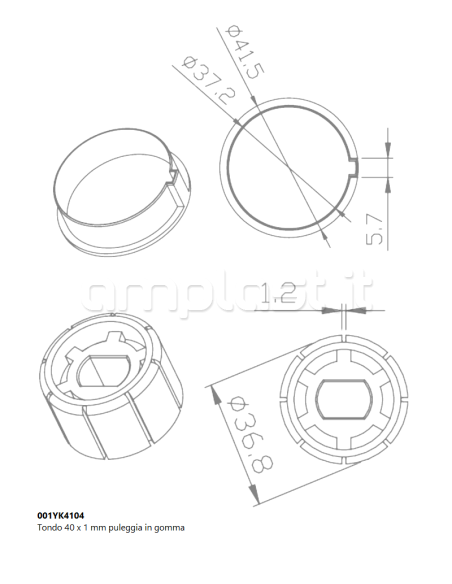 Adattatore Came per tubo tondo liscio per tende a rullo diametro 40 - In gomma
