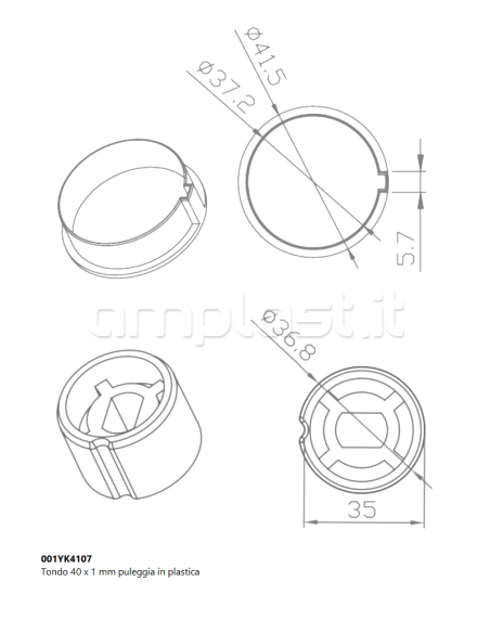 Adattatore Came per tubo tondo liscio per tende a rullo diametro 40 - In plastica