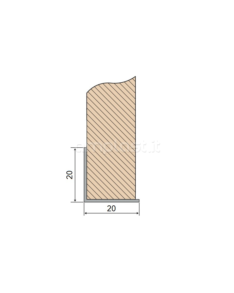 Angolare in alluminio verniciato 20 x 20 mm