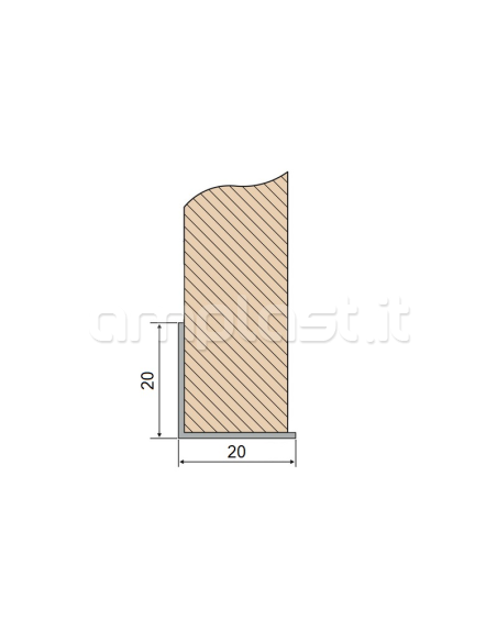 Angolare in alluminio verniciato 20 x 20 mm