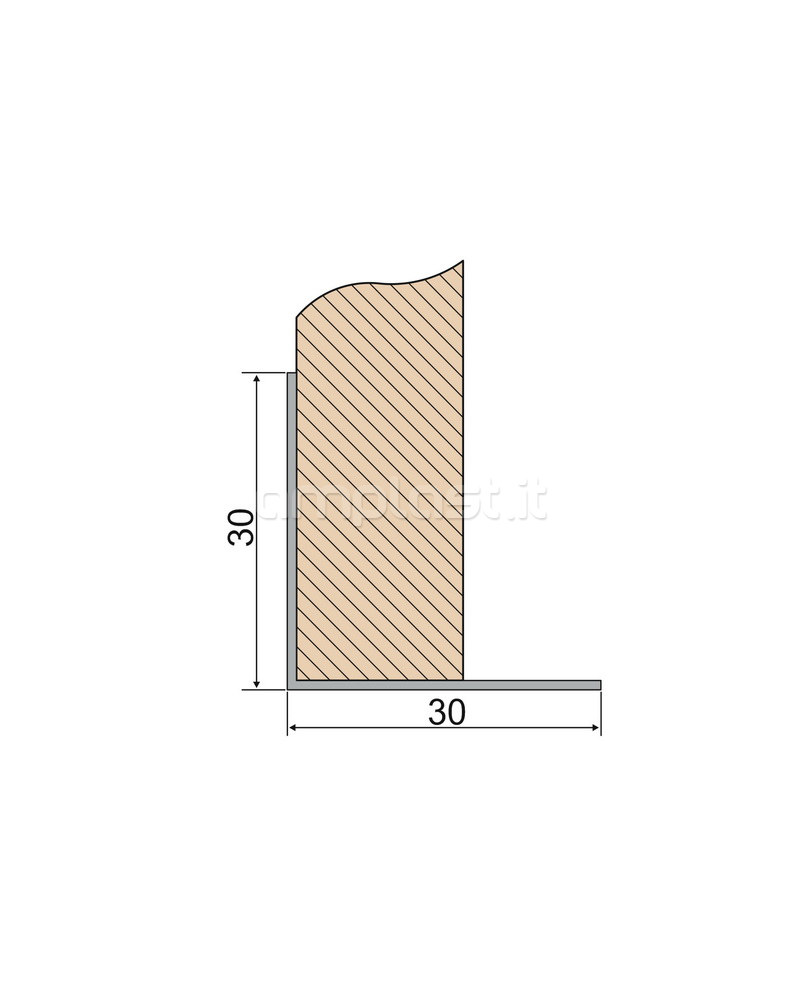 Angolare in alluminio verniciato 30 x 30 mm