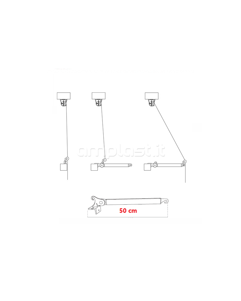 Braccetti sporgenti da 50 cm in alluminio per tende da sole