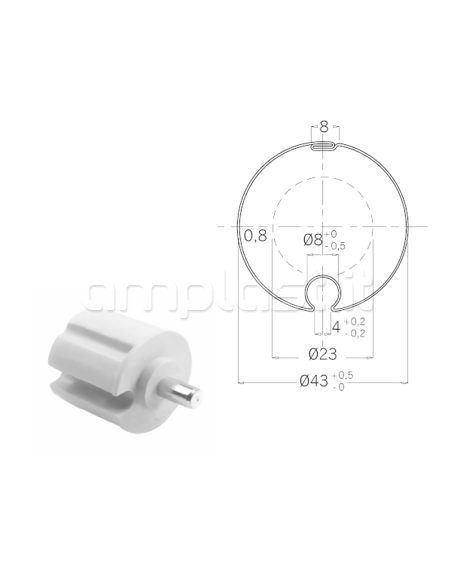Calotta in plastica diametro 40 con perno tondo 12 mm per tende da sole